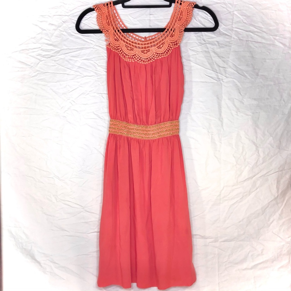 Paradis Miss coral peasant dress. Size M